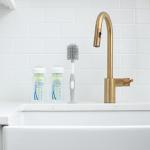 Dr. Brown's Soft Touch No Scratch Baby Bottle Cleaning Brush, Nipple Cleaner and Suction Cup Base for Easy Storage, BPA-Free, Gray