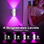 Rechargeable RGB Motion Sensor Night Light, Color Changing LED Night Light with Stick-on Magnet, 4-Level Adjustable Brightness, Nightlights for Bedroom, Bathroom, Hallway, Stairs, Closet, 2-Pack