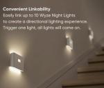 WYZE Rechargeable Night Lights with Dusk to Dawn & Motion Sensors, Warm & Soft White Stair Lights for Bathroom, Hallway, Linkable, Magnetic Mount, 3 Pack