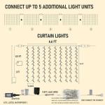 Dazzle Bright 300 LED Curtain Lights, Plug in Fairy Curtain Lights for Bedroom, Christmas Hanging String Lights Outdoor for Window Backdrop Wall Wedding Patio Indoor Dorm Party Decor, Warm White