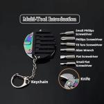 Rainbow Folding Keychain Pocket Knife, Small EDC Multitool with Screwdriver Set, Mini Utility Knife for Men & Women, Compact Manual Tool