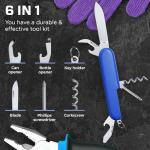Small Pocket Knife 6 in 1 - Keychain Multitool - Compact Kids Pocket Knife with Bottle Opener, Can Opener, Corkscrew, Phillips Screwdriver - EDC Gift for Men, Women, Camping, Hiking, Travel - 5005 BL