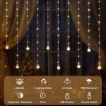 Minetom 200 LED Curtain Fairy Lights - 9.8 FT Wishing Ball Window Hanging Lights with Remote, USB Powered Waterproof for Christmas Wedding Bedroom Decoration, Warm White