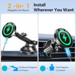 Coolpow for MagSafe Car Mount Charger【Ultra Magnet】Magnetic Phone Holders for Your Car Charger【Windshield+Vent+Dash】Magnetic Wireless Car Phone Holder Charger Car Mount for iPhone 17 Pro Max 16 15 14