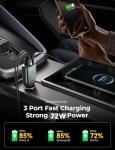 72W Car Charger USB C - PD45W USB C Retractable Cable Fast Charging for iPhone 16 17 Pro [Ultra-Compact, 75% Less Space] Car Phone Charger Adapter for iPhone 17 16 15 Pro, Samsung S25/S24, Pixel, Grey