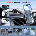 SUUSON Upgraded 3-in-1 Car Phone Holder Mount [Powerful Suction] Phone Mount for Car Dashboard Air Vent Windshield,for All iPhone Android Phone (Black)