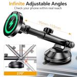 Coolpow for MagSafe Car Mount Charger【Ultra Magnet】Magnetic Phone Holders for Your Car Charger【Windshield+Vent+Dash】Magnetic Wireless Car Phone Holder Charger Car Mount for iPhone 17 Pro Max 16 15 14