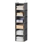YOUDENOVA Hanging Closet Organizer and Storage, 6-Shelf Closet Hanging Storage Shelves, Grey