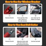 smosun Safehammer - Upgraded Safe Hammer Glass Breaker Under Water, Car Hammer Seatbelt Cutter Window Breaker Emergency Escape Tool, Safehammer Glass Breaker for New Cars (3PCS Red & Black & Silver)