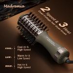 Travel Dual Voltage Blow Hair Dryer Brush 4-IN-1 Portable Mini Hot Air Dryer Straightener & Curler Brush, Titanium Round Blowout Styler Volumizer Tools, 110/240V US/EU/UK Plug for International Travel