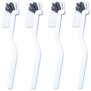 4Pcs Crevice Scrub Brush, Angle Cleaning Brushes for Kitchen Stiff Bristle Brushes for Sink/Tile/Shower/Corners/Crevice Durable Nylon Bristles & Ergonomic Non-Slip Handle Safe on Stainless Steel/Glass