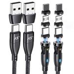 100W 540 Rotation Magnetic Charging Cable 3.3FT/6FT-2Pack, USB C to USB C Cable Fast Charge Magnetics USB C Charging Cable, Magnetic Charge Cable, Data Transfer Capable, Compatible with All Devices