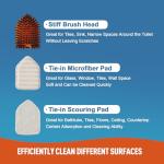 CLEANHOME Tile Tub Scrubber Brush with 3 Different Function Cleaning Heads and 56" Extendable Long Handle-No Scratch Shower Scrubber for Cleaning Bathroom Kitchen Toilet Wall,Bathtub,Sink,Grey