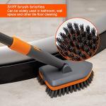 CLEANHOME Tile Tub Scrubber Brush with 3 Different Function Cleaning Heads and 56" Extendable Long Handle-No Scratch Shower Scrubber for Cleaning Bathroom Kitchen Toilet Wall,Bathtub,Sink,Grey