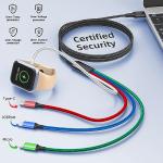 Travel Essentials 4 in 1 iWatch & iPhone Charger,Multi Charging Cable for Apple Watch Charger USB C Micro Nylon Compatible with iWatch Ultra/SE/10/9/8/7/6/5/4/3/iPhone 16/15/14/13 Galaxy Phone(4FT)