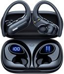 Active Noise Cancelling Wireless Earbuds Bluetooth Headphones 90 Hrs Playtime Ear Buds with Power Display Over-Ear Earphones with Earhooks IPX7 Waterproof Stereo Transparency Headset for Sports/Gym