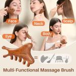 Olaemuo 4 in 1 Gua Sha Tool for Face,Scalp Massager with Gift Box,Massage Comb for Head,Face,Eye,Neck & Body Meridian Therapy Tool for Relaxation,Natural Sandalwood