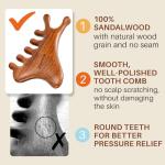 Olaemuo 4 in 1 Gua Sha Tool for Face,Scalp Massager with Gift Box,Massage Comb for Head,Face,Eye,Neck & Body Meridian Therapy Tool for Relaxation,Natural Sandalwood