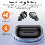 Lanteso True Wireless Bluetooth 5.3 Earbuds, 48H Playtime,Light Weight Headphones in Ear Buds Built in Mic Headset Premium Sound with Deep Bass,Clear Calls Earphones for Sports Workout Black
