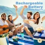 Bobtot Portable Bluetooth Speakers with Strap Easy to Carry, Wireless IPX5 Waterproof Mini Speaker with Loud Stereo Sound, 20 Hours Playtime, Rechargeable Battery, Built-in Microphone, Blue