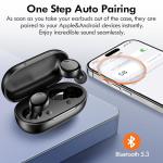 Lanteso True Wireless Bluetooth 5.3 Earbuds, 48H Playtime,Light Weight Headphones in Ear Buds Built in Mic Headset Premium Sound with Deep Bass,Clear Calls Earphones for Sports Workout Black