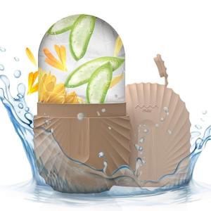 Ice Face Roller, Ice Cube Roller for Face，Facial Beauty Ice Roller Skin Care Tools,De-Puff Eye Bags, Reduce Migraine Pain（Brown）