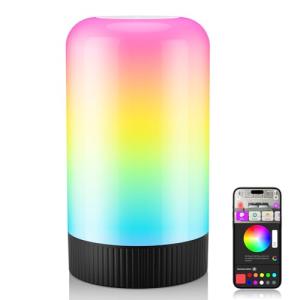 OIYN RGBICWW Smart Table Lamps, Touch Bedside Small Table Lamp, LED Desk Lamp with 30+ Scenes & 16M Colors, App & Touch Control, Color Changing Lamp for Bedroom Living Room Dimmable Night Light, Black