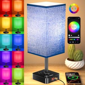 Smart Mood Lighting RGB Color Changing Desk Lamp w/16 Million Hues,Stepless Dimmable Warm-Cool White + Music Sync | Touch & App Control Bedside Nightstand Light for Gaming,Home Office,Bedtime Routines