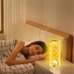 VoMii Crystal Lamp Touch, RGB 16 Colors Changing Night Light with Remote, Crystal Table Lamp Bedside Lamp, Rose Wave Diamond Night Light, Ambient Lighting for Bedroom/Game Room/Dinning Room