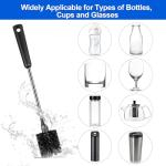 SweeBe Bottle Brush, Long Stainless Steel Handle Water Bottle Brush Cleaner, Sports Bottle Scrubber, Kitchen Scrub Cleaning Brushes for Beer Bottles, Cups, Wine Glasses, Coffee Mugs, Tumblers, Thermos