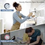 Electric Spin Scrubber, Bathroom Shower Electric Scrubber for Cleaning Tub/Tile/Floor/Sink/Window, Power Cleaning Brush Rechargeable Cordless with 4 Replaceable Cleaner Brush Heads