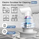 Electric Spin Scrubber, Bathroom Shower Electric Scrubber for Cleaning Tub/Tile/Floor/Sink/Window, Power Cleaning Brush Rechargeable Cordless with 4 Replaceable Cleaner Brush Heads