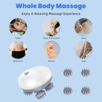 LeCoirrax Upgraded Electric Scalp Massager for Men Women, Handheld Cat Dog Pet Head Massager with 4 Massage Heads, 3 Speeds, Waterproof Massager for Soothing Muscles Joints, Hair Growth, Stress Relax