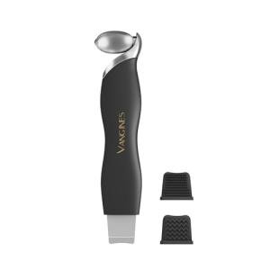 Vangines 3-in-1 Ice Roller for Face & Eyes – Cooling Facial Roller, Pore Cleansing Tool with 2 Silicone Brushes, Stainless Steel Roller for Puffiness & Pores (Black)