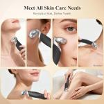 Vangines 3-in-1 Ice Roller for Face & Eyes – Cooling Facial Roller, Pore Cleansing Tool with 2 Silicone Brushes, Stainless Steel Roller for Puffiness & Pores (Black)