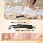 Vangines 3-in-1 Ice Roller for Face & Eyes – Cooling Facial Roller, Pore Cleansing Tool with 2 Silicone Brushes, Stainless Steel Roller for Puffiness & Pores (Black)