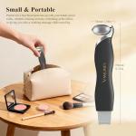 Vangines 3-in-1 Ice Roller for Face & Eyes – Cooling Facial Roller, Pore Cleansing Tool with 2 Silicone Brushes, Stainless Steel Roller for Puffiness & Pores (Black)