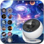 Galaxy Projector for Bedroom, HD Image Star Projector Galaxy Light Adjustable Knob, 13 Film Discs Planetarium Projector for Kids, 360° Rotating 1/2h Timer Simple 3-Button Control