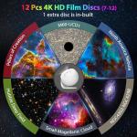 Galaxy Projector for Bedroom, HD Image Star Projector Galaxy Light Adjustable Knob, 13 Film Discs Planetarium Projector for Kids, 360° Rotating 1/2h Timer Simple 3-Button Control