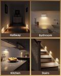 EZVALO 3 Pack Motion Sensor Night Lights, Sync LED Stair Lights Indoor, 1500mAh Rechargeable, Magnetic & Dimmable, 3000K Soft White, Portable Nightlight for Hallway, Stairs, Bathroom, Bedroom