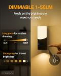 Lyridz Rechargeable Wall Sconce, LED Motion Sensor Night Light, Stick-on 1-50LM Dimmable Battery Nightlights for Bathroom, Bedroom, Stairs, Hallway, Kitchen, 2-Pack