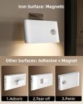 EZVALO 3 Pack Motion Sensor Night Lights, Sync LED Stair Lights Indoor, 1500mAh Rechargeable, Magnetic & Dimmable, 3000K Soft White, Portable Nightlight for Hallway, Stairs, Bathroom, Bedroom