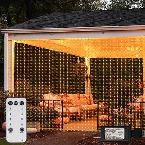 ZAIYW 1200 LED Curtain Lights 10x10Ft, Plug in Fairy Curtain Lights with Timer Remote Control Outdoor Curtain String Lights Waterproof for Patio Wedding Xmas Home Decor (Warm White)