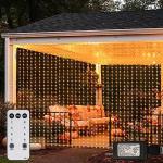 ZAIYW 1200 LED Curtain Lights 10x10Ft, Plug in Fairy Curtain Lights with Timer Remote Control Outdoor Curtain String Lights Waterproof for Patio Wedding Xmas Home Decor (Warm White)