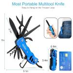 Bovgero Multitool Knife, 16 in 1 Pocket Knife, Handmade Multi Tool Knife, Birthday Christmas Gift for Men Women Him Her Boyfriend Girlfriend Dad Husband, Blue