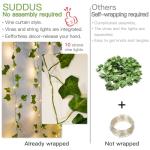 suddus Vines with Light for Bedroom, 200 LED Fairy Lights with Vines, Ivy Curtain Lights for Dorm, Wedding, Party, Wall, Indoor, Outdoor Decor, 6.5ft x 6.5ft