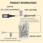 Dazzle Bright 300 LED Curtain String Lights, Christmas Fairy Lights for Bedroom with 8 Lighting Modes, Connectable Waterproof Window Lights Party Wedding Garden Wall Decor, Blue