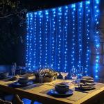 Dazzle Bright 300 LED Curtain String Lights, Christmas Fairy Lights for Bedroom with 8 Lighting Modes, Connectable Waterproof Window Lights Party Wedding Garden Wall Decor, Blue