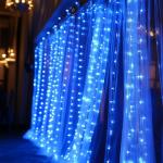 Dazzle Bright 300 LED Curtain String Lights, Christmas Fairy Lights for Bedroom with 8 Lighting Modes, Connectable Waterproof Window Lights Party Wedding Garden Wall Decor, Blue