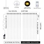 ZAIYW 1200 LED Curtain Lights 10x10Ft, Plug in Fairy Curtain Lights with Timer Remote Control Outdoor Curtain String Lights Waterproof for Patio Wedding Xmas Home Decor (Warm White)